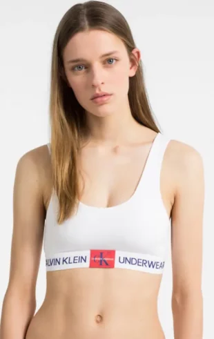 Bílá bavlněná nevyztužená sportovní podprsenka Calvin Klein