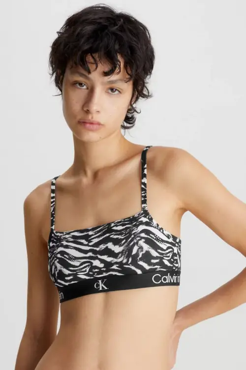 Černobílé pohodlné zebrované podprsenky Calvin Klein - sada 2 kusů